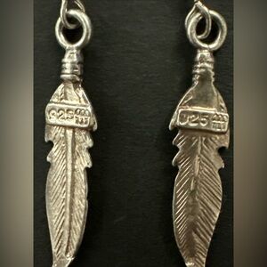 🔥🔥Vintage stamped and tested .925 Sterling Silver Indian Feather Earrings🔥🔥